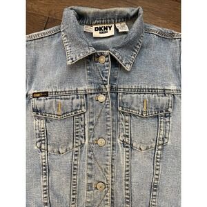 DKNY Denim Vest Women's Size Medium Vintage Loose‎ Button Y2K Fashion